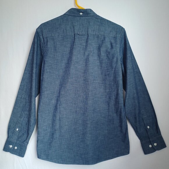 Nordstrom Mens Shop Trim Fit Blue Denim Chambray Button Down Shirt Size Medium - Picture 7 of 10